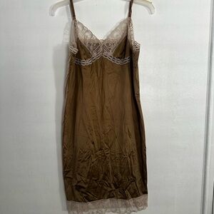 Vintage 60s Vassarette Bronze Made in USA Nylon Underneath It All Slip Dress